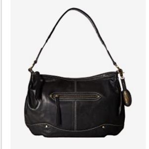 Born- Broncho Gathered Black Leather Hobo-Beautiful bag! 15” x 10” NWT LAST 1!
